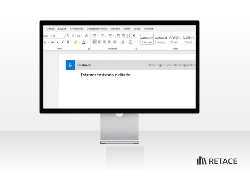 Interface do Word com o ditado.